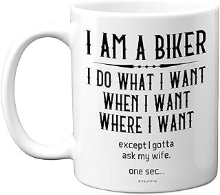 Mens Funny Biker Mug - I Am A Biker - Motorbike Gifts for Men, Motorcycle Motorbike Mug, Ceramic 11oz Mugs, Bike Biker Gifts for Men, Novelty Mug, Best Friend Boyfriend Husband Fiancé Presents for Him