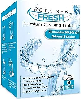 Retainer Cleaner Tablets - 120 Tablets 4 Month Retainer Fresh - Retainer Cleaning Tablets, Mouth Guard Cleaner, Denture Cleaner, Aligner Cleaner, Brite Retainer Tablets
