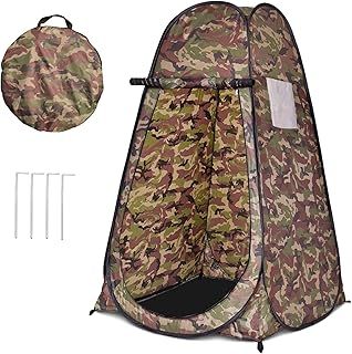 SPOTRAVEL Pop Up Shower Tent, Portable Instant Camping Privacy Toilet Tent with Mesh Windows, Zippered Door & Carry Bag, Outdoor Bathroom Changing Room Tent Shelter for Fishing Hiking