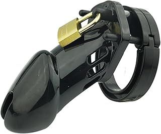 MalMale Chastity Cage, Plastic Lightweight Cock Cage Device Sex Toys for Man with 5 Sizes Rings (Black)