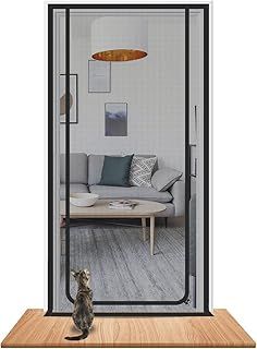 Cat screen Door Fits Door Size 80cm x 200cm, Heavy Duty Pet Screen Door, Prevent Dogs Cats from Running around, Partition Cat Door Screen Net, Double Zip