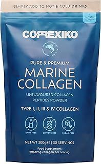 CORREXIKO Marine Collagen Powder Supplement Unflavoured - 10,000mg Double Hydrolysed Collagen Peptides per Serving - Formulated for Maximum Absorption - for Hair, Skin & Nails - 300g, 30 Servings