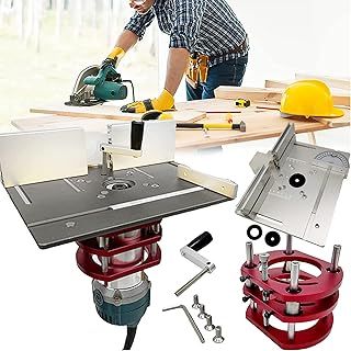 Router Lift, Router Table for Routers with Set 3 Router Table Insert Plates Router Table for Routers Precise Router Lift System Router Table Insert Plate Lift Base Support Maximum Lift 51mm Silver