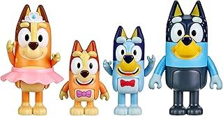 Bluey "The Show" 4-Pack 2.5-3 inch Official Bluey, Bingo, Chilli (Mum) and Bandit (Dad) Collectable Articulated Action Figures
