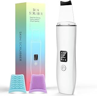 Facial Skin Scrubber Blackhead Remover Ultrasonic Skin Scrubber Black Head Remover Pore Remover for Deep Cleansing for Face EMS Ion Exfoliating Device 4 Modes Blackhead Remover Tool Rechargeable