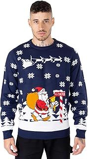 NOROZE Men's Christmas Jumpers Xmas Santa to The Pub Reindeer Novelty Unisex Long Sleeves Crew Neck Winter Pullover Top UK Sizes S-XXL