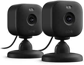 Blink Mini 2 – Plug-in smart security camera, HD night view in colour, built-in spotlight, two-way audio, motion detection, works with Alexa — 2 cameras (Black)