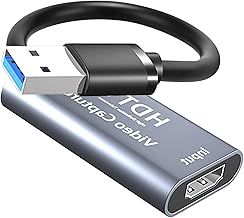 RUOVXWU 4K HDMI to USB 3.0 Video Capture Card, Full HD 1080P, Grey, USB-C, Windows, Linux