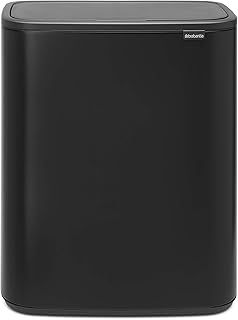 Brabantia Bo Touch Bin - 2 x 30L Inner Buckets (Matt Black) Large Waste/Recycling Kitchen Bin - Soft-touch