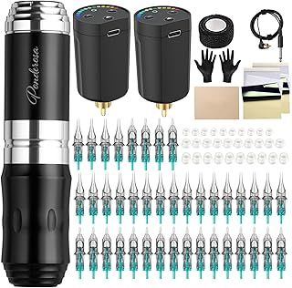 STIGMA Wireless Tattoo Kit Rotary Tattoo Pen Set Complete Tattoo Machine Kit with 2Pcs Batteries 40Pcs Cartridges Needles for Beginners and Tattoo Artists STP35KIT-5