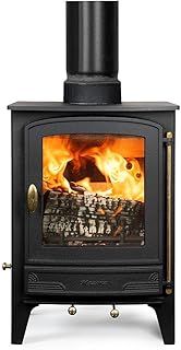 Warwick Multi Wood & Fuel Fireplace - 5kW | Freestanding Steel Wood Burner & Smokeless Fuel Burning Stove Heater with Airwash System | Eco Emissions, DERFA Approved | Matte Black