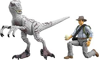 Mattel Jurassic World Jurassic Park III Hammond Collection Action Figure Set wiith Dr Alan Grant, Velociraptor Dinosaur & Raptor Egg Accessories