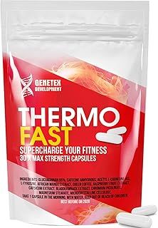 Thermo Fast Weight Management Supplement - Thermogenic Capsules for Women and Men - Energy & Water Support with Glucomannan, L-Carnitine, Caffeine Burners, Cayenne Pepper - 30 Capsules