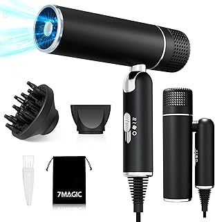 Hair Dryer, Diffuser Hairdryer, Blow Dryer for Women, Travel Hair Dryer, Ionic Hairdryer, Lightweight Blow Dryer, Constant Temperature Hair Care, Anti-Hair Intake, Foldable, Black