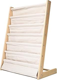 Morimoe Kids Sling Bookshelf with Pocket, 6 Tiers, Natural Wood, Books Storage Rack, Perfect Height Reading Fun (W:60cm)