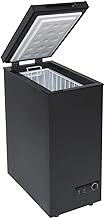 SIA CHF60B Black Chest Freezer with Removable Wire Basket, 53L Slimline Compact Freestanding Freezer, 36cm Wide, Adjustable Temperature Control, E Rated, 2 Years Parts And Labour Guarantee