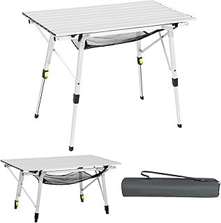 Camping Tables That Fold up Picnic Table Folding Portable with Height Adjustable Legs Collapsible Table 3ft Aluminium Rollup Outdoor Table Lightweight Foldable for Beach Fishing Garden BBQ
