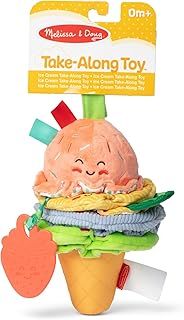 Melissa & Doug Ice Cream Take-Along Clip-On infant toy with sound and vibration - Early development & activity toys - Soft play food baby toys 0 months plus - Baby girl & baby boy toys