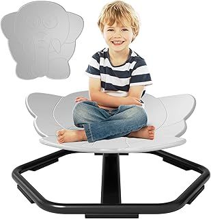 KORIMEFA Swivel Chair for Kids, Spinning Seat, Elephant Design Toddler Sit and Spin Chair, Autism Sensory Equipment Adhd, Play Equipment for Boys Girls Christmas Birthday, Sensory Balance Toys (Gray)