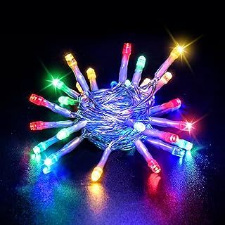 Multicoloured Fairy Lights, 3M 30 LED Multicoloured String Lights with 6h Timer, IP65 Waterproof Battery Powered Fairy Lights for Indoor Outdoor Christmas Decorations
