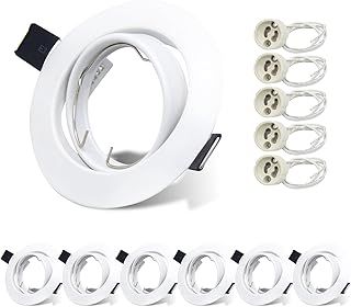 6X Modern LED Downlights for Ceiling 30° Tilt Recessed Ceiling Lights Round Matte White Spotlights Fittings with GU10 Lamp Holder 240V, Outer Diameter: 90 mm, Cut-Out Hole Size: 68-80mm