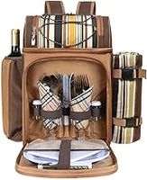 Hap Tim Picnic Basket Backpack for 2 Person with 2 Insulated Cooler Compartment, Wine Holder, Fleece Blanket, Cutlery Set,Perfect for Beach, Hiking, Camping, BBQs, Family or Wedding Gifts(36083)