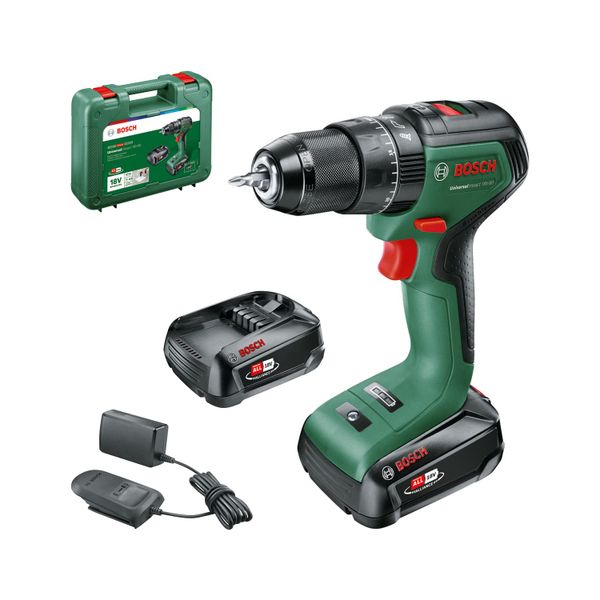 Bosch Home and Garden Cordless Combi Drill UniversalImpact 18 (2 Batteries, 18 Volt System, in Carrying case)