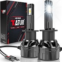 H1 LED Headlight Bulb 120W 30000LM, 700% Brightness H1 LED Bulb 6000K Xenon White Plug and Play 1:1 Mini Size High Efficiency Cooling System Canbus H1 Headlight Bulbs, Pack of 2