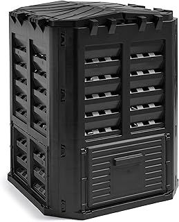 VonHaus Compost Bin for Garden 360L – Composter with Slatted Design for Aeration, Rainwater Collection, Side Flap & Lid – Outdoor Compost Converter – Frost & UV Resistant - Black