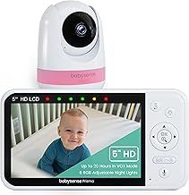 Babysense Prisma Baby Monitor with Camera and Audio, 5” HD Video Baby Monitor, 6-Color Night Light, Split Screen, Baby Sound Machine with White Noise & Lullabies, Secure No WiFi