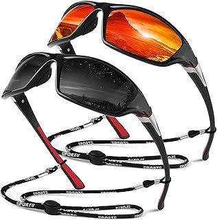 Sunier Polarised Sports Sunglasses for Men Women, Wrap Around Unbreakable Fishing Driving 100% UV400 Protection Sun Glasses