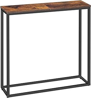HOOBRO Console Table, Narrow Console Table for Hallway Slim, Hallway Table, Small Sofa Table for Small Spaces, Living Room, Entrance, Bedroom, Industrial, Metal Frame, Rustic Brown EBF76XG01