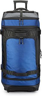 Amazon Basics Rolling Travel Duffel Bag, 137L, Lightweight and Durable Trolley in Ripstop Fabric, Large Capacity with Telescopic Handle, Ideal for Travel, Work, and Leisure, Blue
