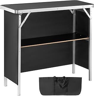 VEVOR Portable Tradeshow Podium Table, 38.39" x 15.16" x 34.25", Display Exhibition Counter Stand Booth Fair with Wall, Foldable Promotion Retail Bar Table Podium with Storage Rack and Carrying Bag