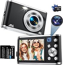 Digital Camera, AutoFocus 4K Vlogging Camera with Dual Camera 48MP 16X Digital Zoom Kids Compact Camera with 32GB Memory Card Portable Point and Shoot Cameras for Teens Beginner