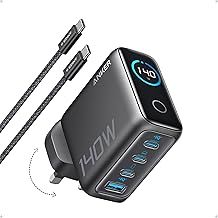 140W USB C Charger, Anker Laptop Charger, 4-Port Multi-Device Fast Charging, Advanced GaN Power Adapter, Intuitive Touch Controls, Compatible with MacBook, iPhone 16 Series, Samsung, Pixel, and More