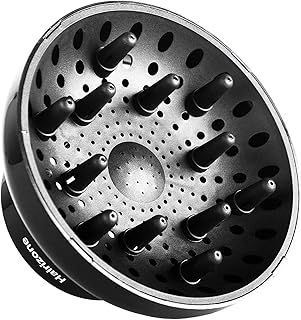 Hairizone Universal Diffuser for Hair Dryers with Nozzle D=1.7"-2.6" (4.3 to 6.6 cm) for Curly or Wavy Hair Styling, Dry and Gain Maximum Volume Without Frizz Black