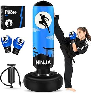 Punching Bag for Kids, Kids Boxing Set with Boxing Gloves 66" Large Inflatable Punching Bag,Gifts for Boys & Girls Age 3-12 for Practicing Karate, Taekwondo
