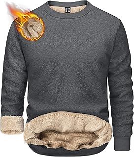 TACVASEN Men's Sweatshirts Warm Fleece Jumpers Sherpa Lined Pullover Sweater Classic Cotton Winter Sweatshirt