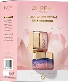 L'Oréal Paris Rosy Ritual Gift Set - Age Perfect Golden Age Rosy Re-Fortifying Day Cream 50ml, Cooling Night Cream 50ml & Complimentary Eye Mask