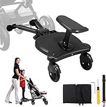 Contraxump Universal Buggy Board with Seat, Kiddy Board with Stroller Organiser Bag, Pram Board For Toddler Children from 2-6 Years, Buggy Board With Seat And Strap for Most Pushchairs, Max Load 25kg