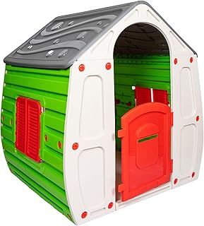1.09m Grey & Green Indoor Outdoor Plastic Wendy House Magical Playhouse, Outdoor and Sports, 102 x 90 x 109 cm