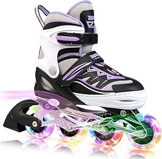 2pm Sports Adjustable Light up Inline Skates, Stylish Design Beginner Roller Skates for Boys and Girls