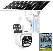 GENBOLT Solar WiFi Security Camera Outdoor Wireless, 8W 15600mAh Battery Powered Home Surveillance Camera CCTV with Dual View, Dual lens Spotlight IP Camera with Color Night, PIR Detection