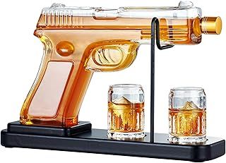 Kollea 15 Oz Gun Whiskey Decanter and 2.0 Oz Glasses Set, Whiskey Dispenser for Liquor Scotch Bourbon, Whiskey Glass Gift Sets for Men Dad Him Brother, Unique Fathers Day Birthday Gifts, Anniversary
