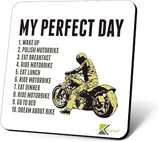CS712 My Perfect Day (For Motorbike lover) Novelty Funny Coffee Tea Drink Gift Glossy MDF Wooden Coaster