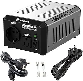 Krieger 350 Watts Voltage Transformer, 110/120V to 220/240 Volts Step Up Step Down Voltage Converter with AC Outlets, MET Approved Under UL and CSA