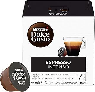 NESCAFÉ Dolce Gusto Espresso Intenso Coffee Pods - total of 48 Espresso Intenso Coffee pods- Medium Roast with Velvety Crema- Intensity 7 - (3 Packs)
