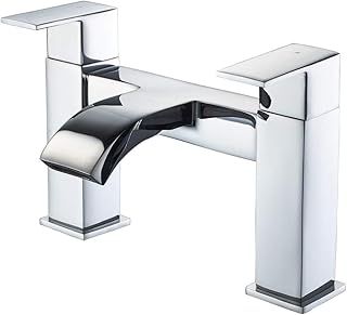 Bath Mixer tap,Luckyhome Waterfall Tub Taps Square Bathroom Bath Tap Brass Mixers Faucet Chrome