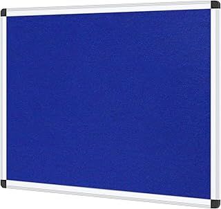 VIZ-PRO Notice Board Felt Blue, Silver Aluminium Frame, 120 X 90 cm